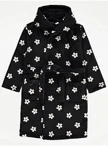 Халат для дівчинки  чорний Квіти George   110/116, 116/122, 122/128, 12/134см