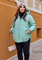 Крута тепла жіноча куртка з плащової тканини в розмірах 48-50,52-54,56-58,60-62