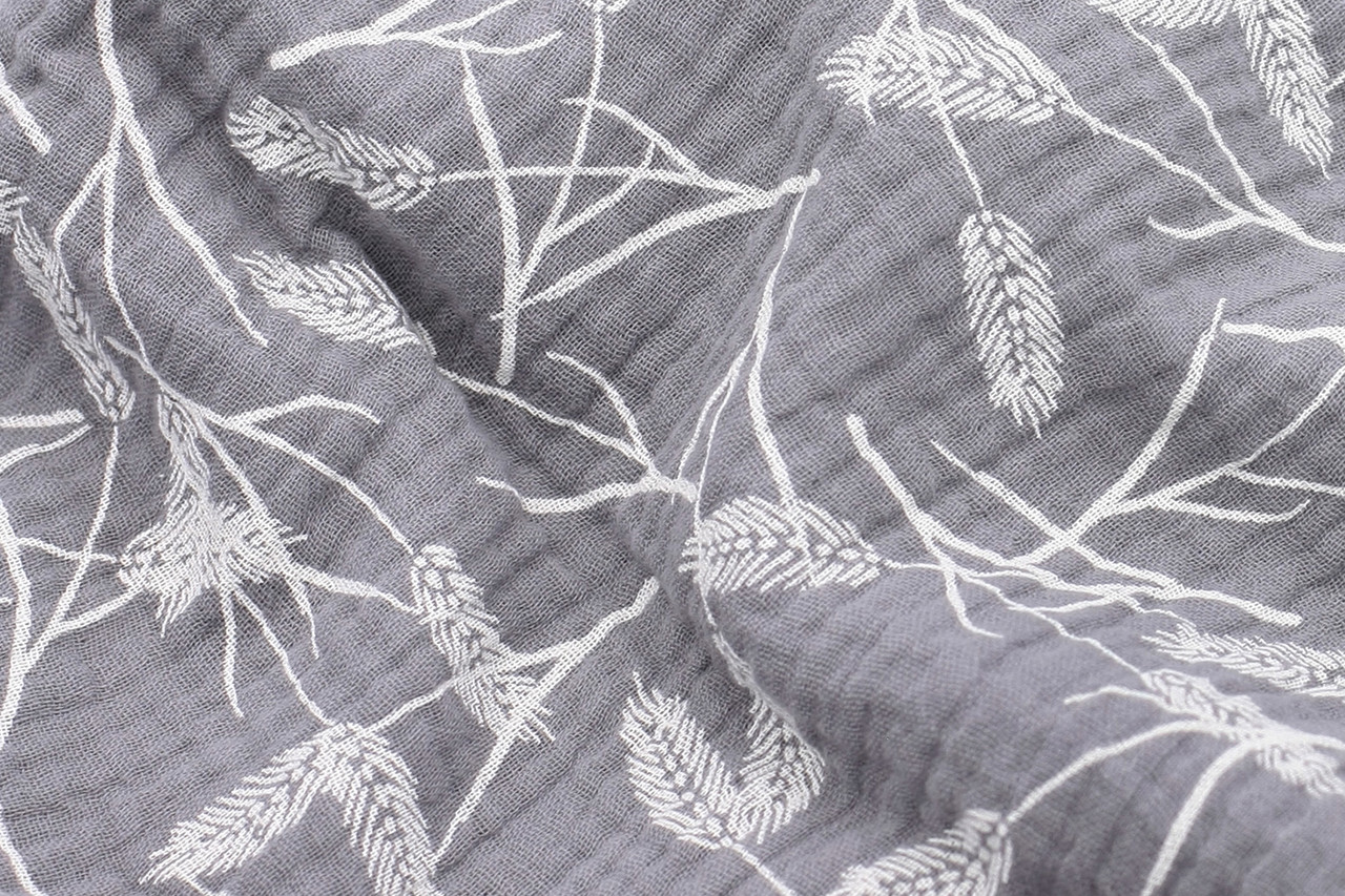 Муслін жатка Колоски на темно-сірому 135 см, фото 1