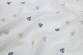 Відріз мусліну жатки Сердечка різнокольорові 42х135 см