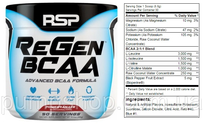 RSP Nutrition ReGen BCAA 50 порц., фото 4