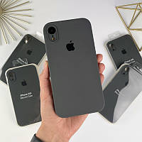 Силіконовий чохол для iPhone Xr з мікрофіброю і квадратними бортами. Сірий (15)