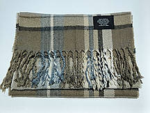 Сірий шарф у клітинку та смужку, 150х26 см