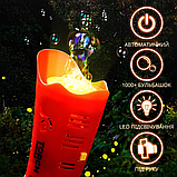 Генератор мильних бульбашок, акумуляторний пістолет для мильних бульбашок для дітей з підсвічуванням помаранчевий, фото 3