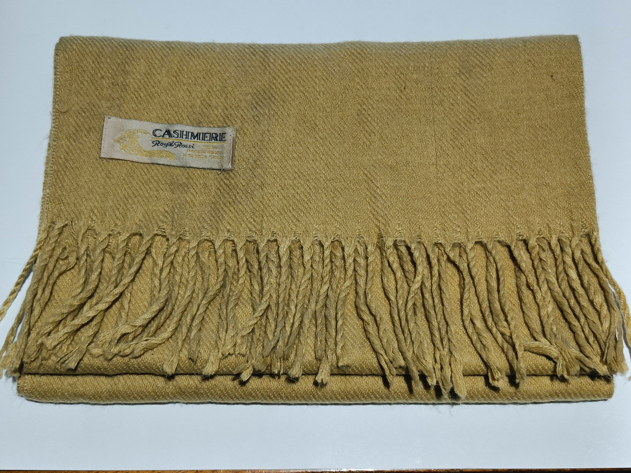 Бежевий кашеміровий шарф Cashmere Royal Rossi з бахрамою