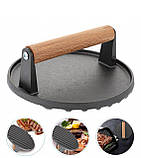 Прес для м'яса чавунний з дерев'яною ручкою 1кг 17 см GRILLI 777121 Код: 012295, фото 3