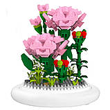 Конструктор квітка з підсвічуванням (нічник) 570 деталей, на батарейках, Гвоздика / Квітковий конструктор, фото 4