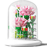 Конструктор квітка з підсвічуванням (нічник) 570 деталей, на батарейках, Гвоздика / Квітковий конструктор, фото 8