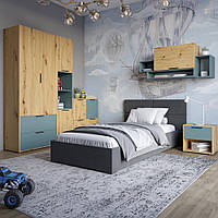 Гарнітур в спальню LION Краш Дуб артизан/Граніт сірий з 6 елементів (LION-044202)