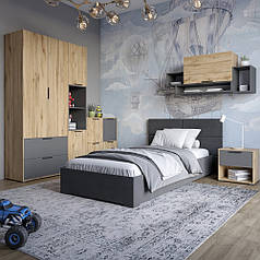 Гарнітур в спальню LION Краш Дуб аппалачі/Антрацит з 6 елементів (LION-044209)