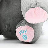 Інтерактивна іграшка Слоненя грає в хованки 35см, від батарейок / Музична іграшка / М'яка іграшка, фото 5