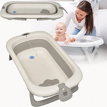 Дитяча складна ванна з термометром 87х51х23 см для купання малюка El Camino T-Control ME 1106 Gray Сірий