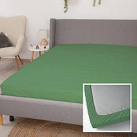 Простирадло на резинці 180х200 см, 100% бавовна, зелене кольору, для дому і готелю.