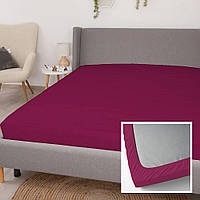Простирадло на гумці 180x200 см, 100% бавовна, сливове. Надійно фіксується, забезпечує комфортний сон.