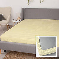 Простирадло на гумці 180х200 см з 100% бавовни, бежевого кольору, м'яке та комфортне.