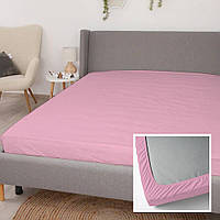 Простирадло на резинці 180х200 см, 100% бавовна, рожеве, повітропроникне.