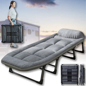 Розкладне ліжко 180x60x30 см з регульованою 6-позиційною спинкою Сіра