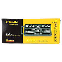 Набір плашок і мітчиків 16 предметів (пластиковий кейс) SIGMA (1641111), фото 4