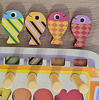 Дерев`яна логічна дошка Автобус WToy сортер риболовля цифри фігури кільця 41*22,3*0,5 см (38512), фото 9