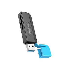 Картрідер BOROFONE DH9 Wisdom 2-in-1 USB 3.0 card reader Black Blue ly