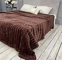 Плед покривало Шарпей Королівський широка смуга Євро розмір 210х220 см. колір Коричневий