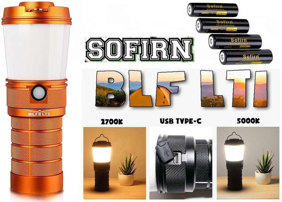 Кемпінговий ліхтар SOFIRN BLF LT1 Orange зі змінним світлом (600LM, 2700-5000K, 4×18650, USB-C), КОМПЛЕКТ, фото 1
