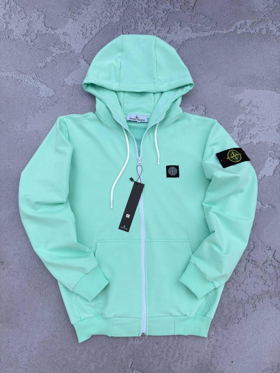 Худі Stone Island на блискавці кофта зіппер чоловіча весняна осіння стон айленд мятна