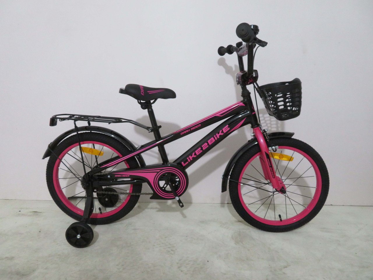 Велосипед дитячий 2-х коліс.20"" Like2bike Dark Rider, чорно-рожевий, рама сталь, з дзвінком, руч.гальмо,, фото 1