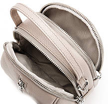 Сумка клатч кросс боді жіноча шкіряна маленька бежева на плече два відділи та кишеня на змійці Alex Rai 88082, фото 2