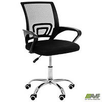 Крісло Web Home хром, тканина чорна/сітка чорна