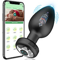 Анальная пробка Смарт силиконовая с дистанционным управлением через мобильное приложение Чёрный ( 150-039)