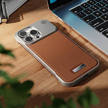 Накладка Leather Aromatherapy Metal Magnetic для iPhone 16 Pro Max Brown
