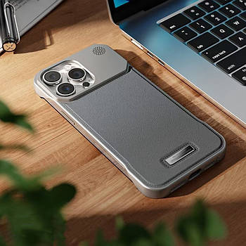 Накладка Leather Aromatherapy Metal Magnetic для iPhone 16 Pro Max Grey