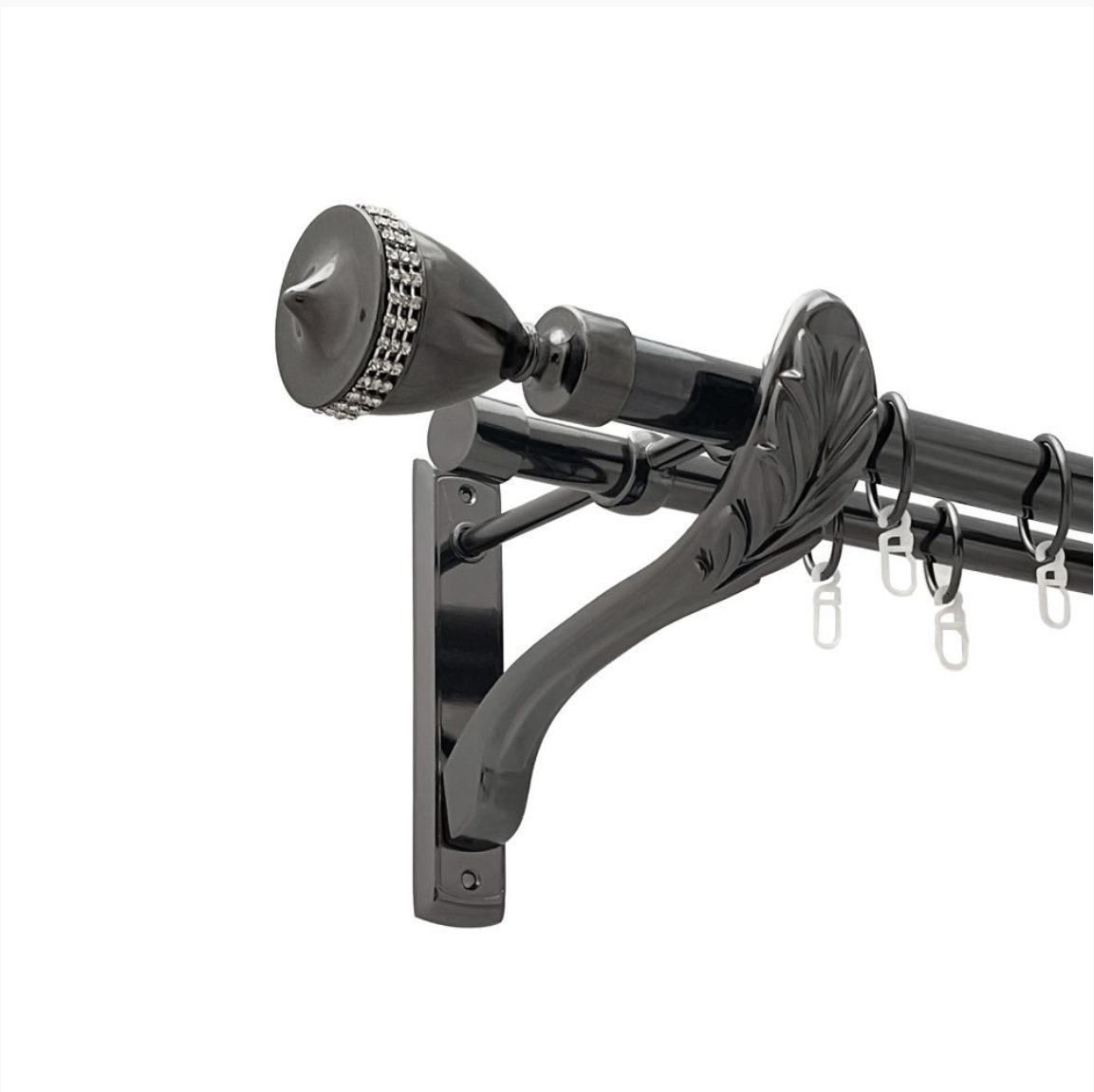 Карниз кований для штор подвійний оникс ретро Етернія 25мм х 16мм діаметр гладка комплект, фото 1