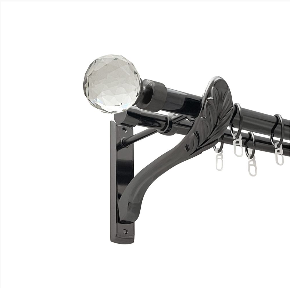 Карниз кований для штор подвійний оникс ретро Кристал Куля 25мм х 16мм діаметр гладка комплект, фото 1