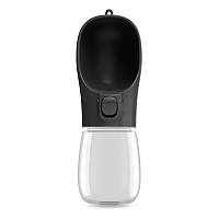 Портативна пляшка - поїлка з кнопкою для прогулянок Dog Water Bottle 300 мл для собак і котів - чорна