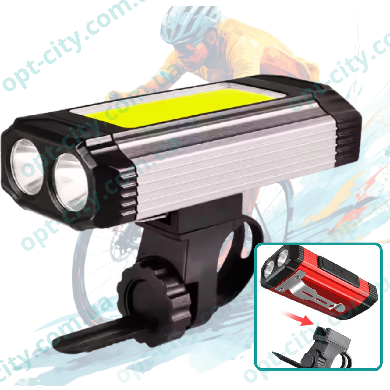 Велоліхтар потужний універсальний вело та ручний ліхтар з магнітом та PowerBank BIKE501 акумуляторний 7 режимів