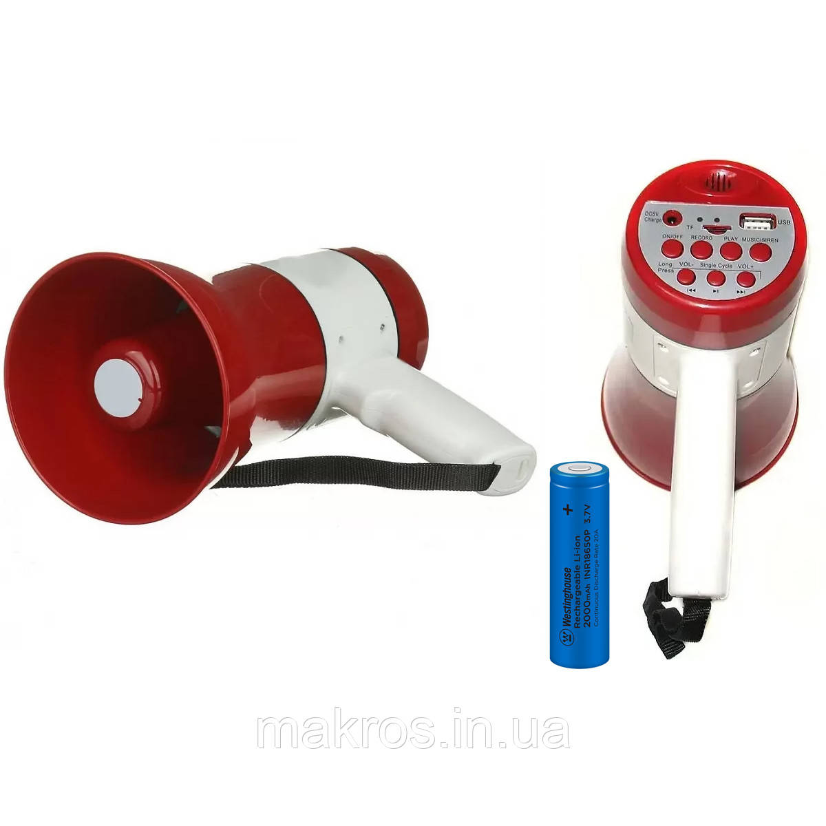 Рупорний мегафон ручной MEGARAPTOR USB/BT/BATTERY, фото 1