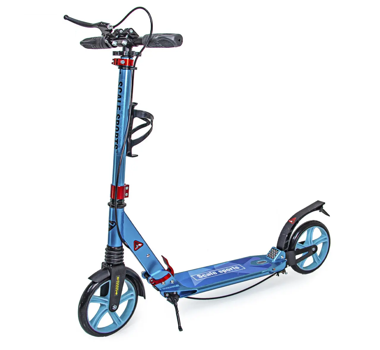 Дитячий самокат з гальмами, амортизаторами, ліхтариком та дзвіночком Scale Sports SS-10. Колір Tiffany Metallic, фото 1