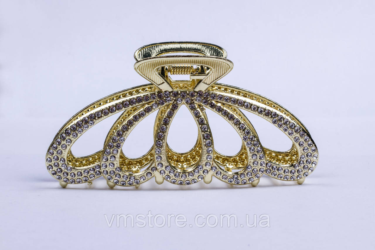 Великий краб для волосся, металевий крабік, довжина 10 см, фото 1