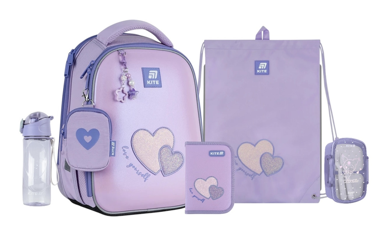 Шкільний набір Kite Education Sweetheart SET_K25-555S-7 (рюкзак, пенал, сумка, ланчбокс, пляшка) 115-130 см
