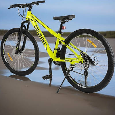 Дитячий спортивний велосипед на зріст від 130 см Жовтий гірський лисапед велик для бездоріжжя 26" Дискові гальма