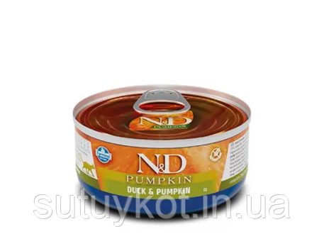 Farmina cat вологий корм для котів N&D Grain Free Pumpkin Quail Adult з гарбузом та качкою 70 г.
