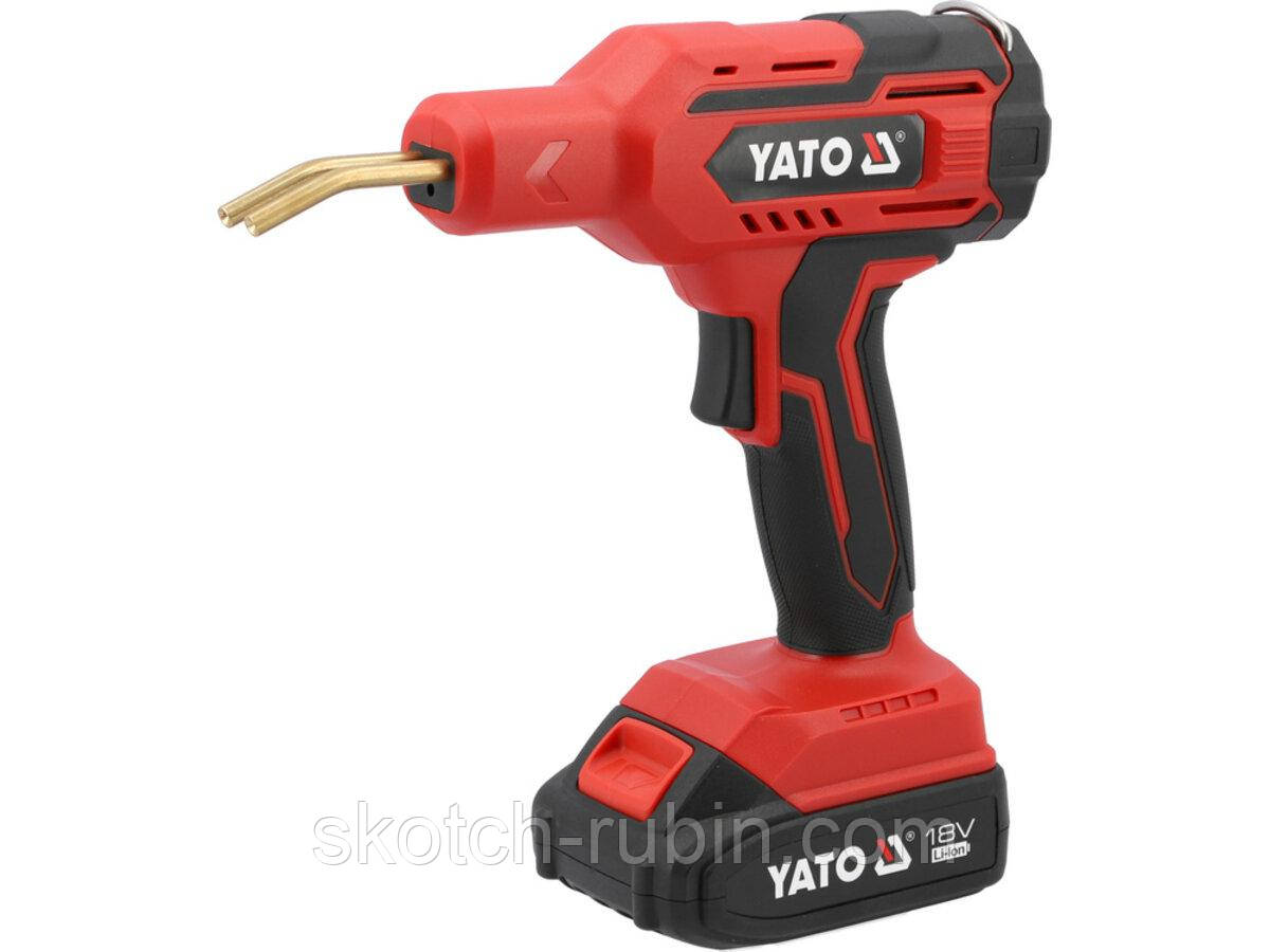 Паяльник для пластику YATO акумул. Li-Ion 18 В 2 АГод, 60 Вт, макс. t= 500ºC у футлярі з обладнанням