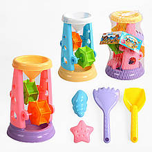 733 A 301 Пісочний набір 2 кольори, 5 елементів, млин, у сітці.