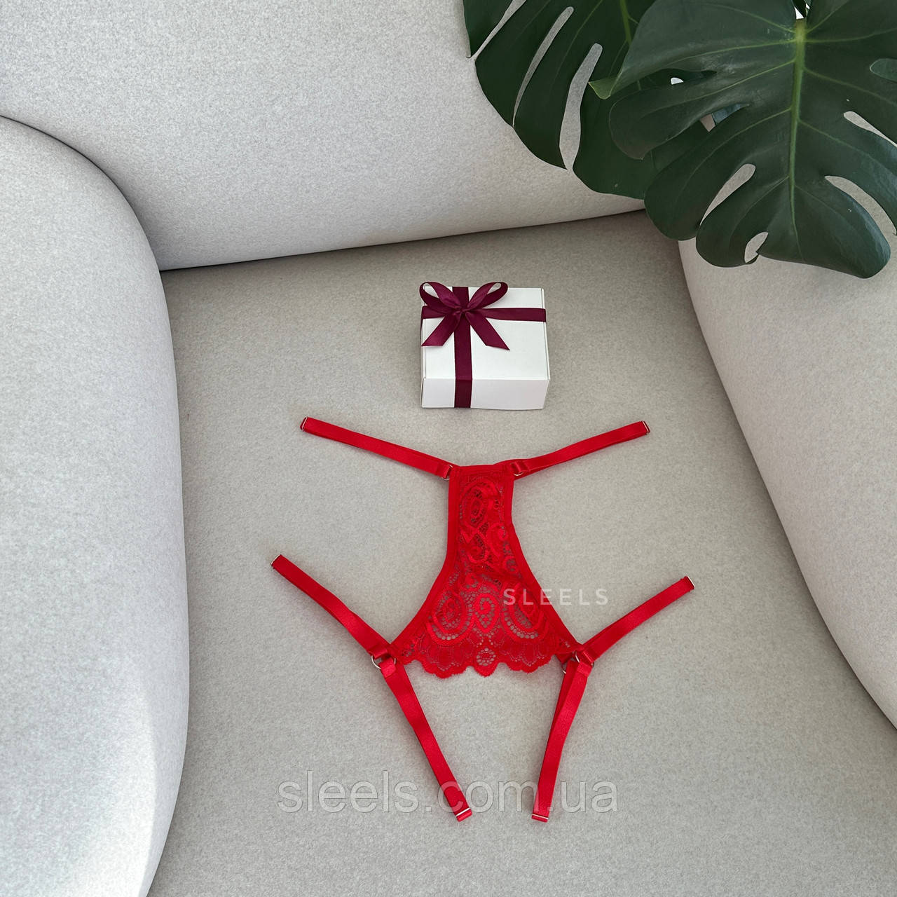 Мереживні трусики на високій посадці з відкритим доступом, фото 1