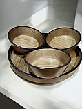 Набір дерев'яного посуду .Піднос . Таця -31 тосм і Три тарілки-салатники, фото 3
