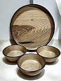 Набір дерев'яного посуду .Піднос . Таця -31 тосм і Три тарілки-салатники, фото 9