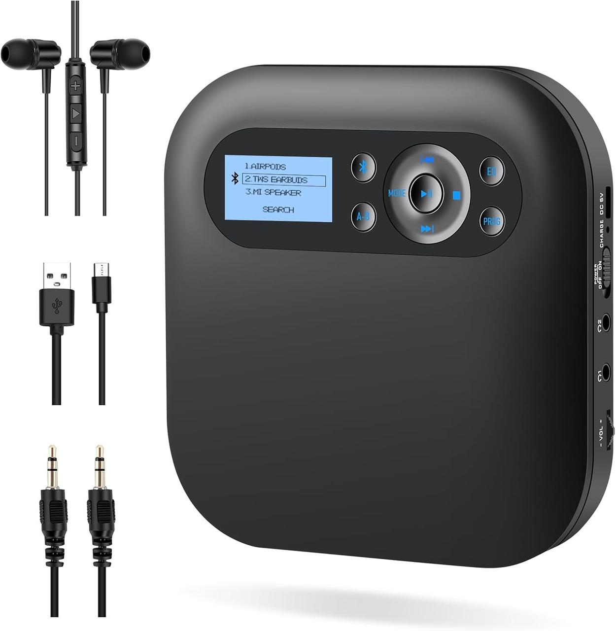 Портативний CD-плеєр Desobry CD522B з Bluetooth та вбудованими динаміками, РК-екран