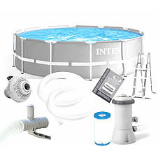 Басейн каркасний Intex 26718 розмір 366x122см, об'єм 10685л (картриджний фільтр-насос, драбина), фото 3